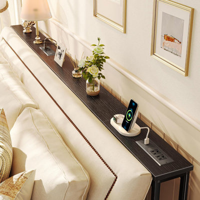 79 Inch Sofa Table with 2 Power Outlets,Narrow Console Table