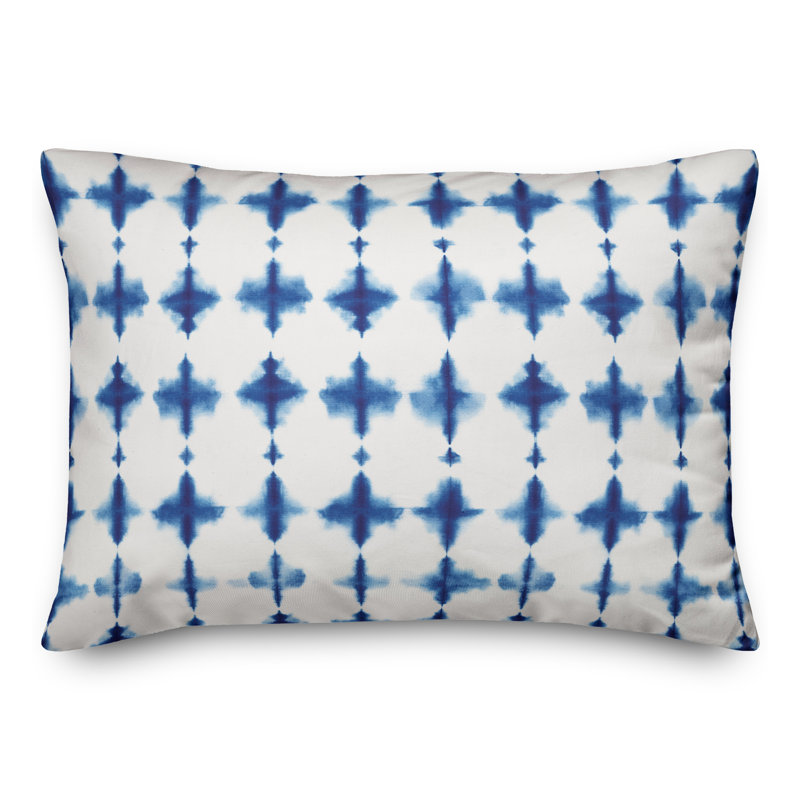 Geometric Outdoor Throw Pillow, Polyester/Polyfill, Cream/Blue