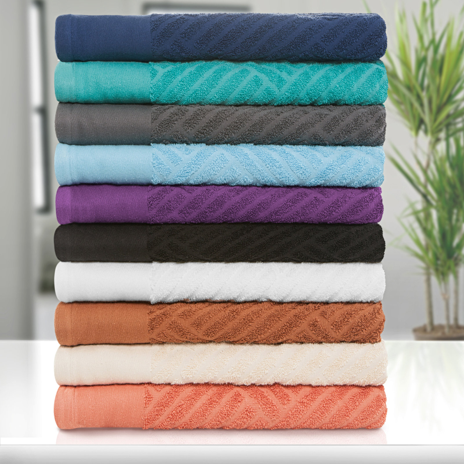 6-Piece Certified Egyptian Cotton Towel Set, Coral