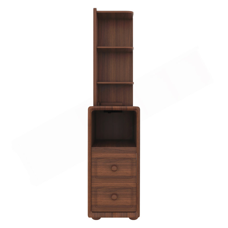End Table With Drawers, Corner Table With Open Shelves, Tall Side Table For Bedroom And Corner