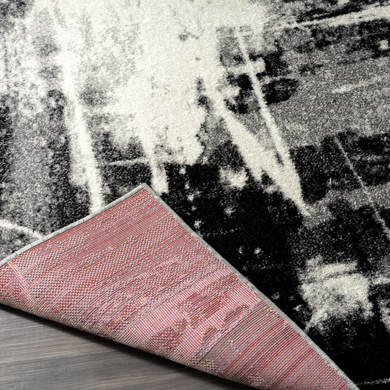 Stourbridge Abstract Area Rug in Black, Rectangle 5'3" x 7'6"