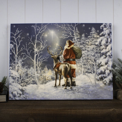 Starry Night Santa 18x24 Fully Illuminated ColorChange LED Print