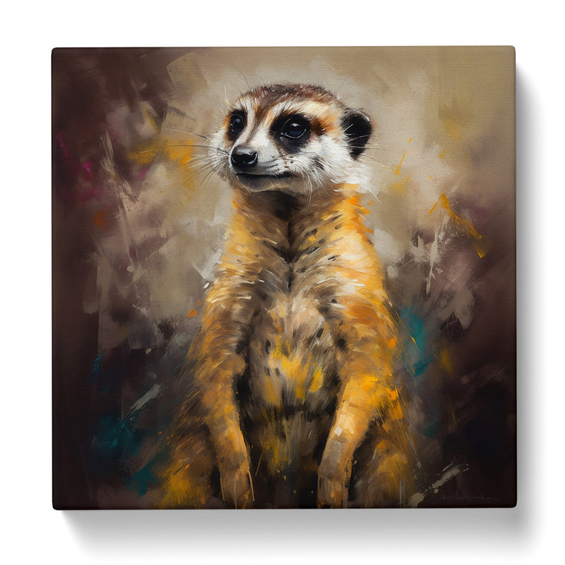 Meerkat Gestural Art No.2 - Wrapped Canvas, 35cm H x 35cm W