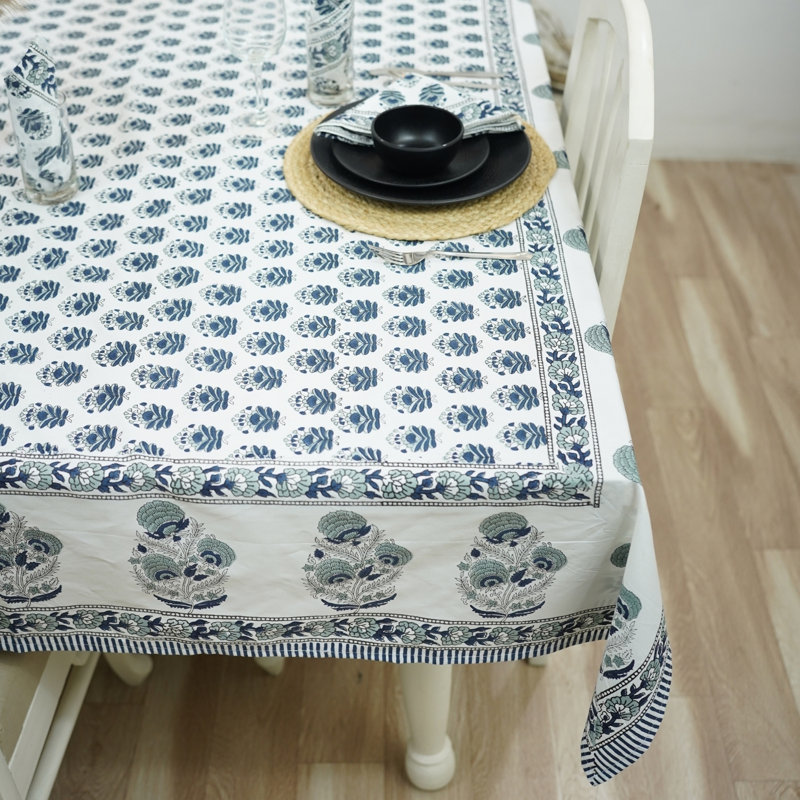 Traditional Block Print Dining Table Cover, Handmade, Bheesma , 60" Square