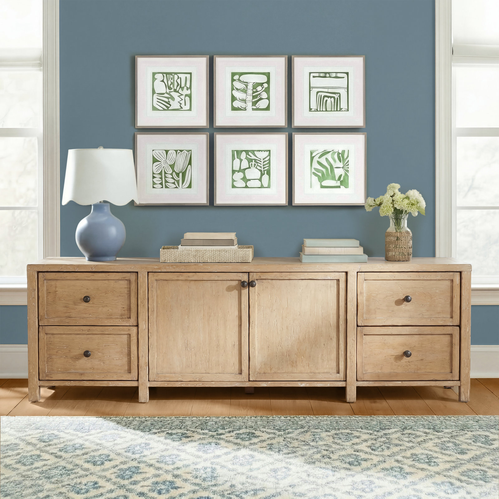 Hynes 92" Pine TV Stand, Brown