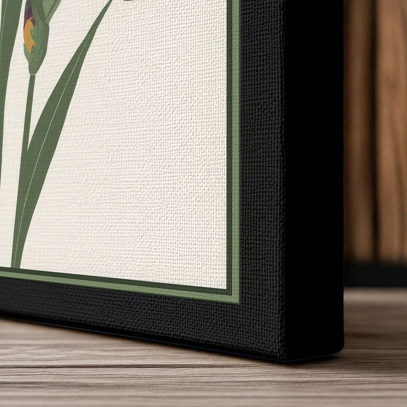 Irises in Violet Botanical - Wrapped Canvas, Black Border, 24x16 - 61.0 x 40.6 cm
