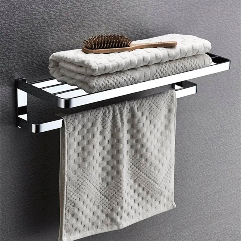 Wall Mounted Towel Shelf, Brushed Nickel