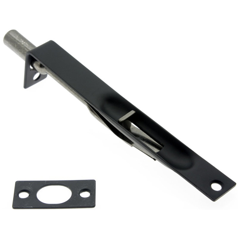 Solid Brass Flush Bolt with Square End, Matte Black