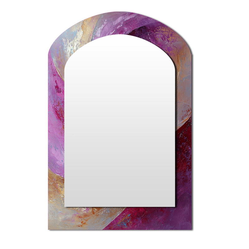 Décoration abstraite lavande Tranquility Balance I - Miroir mural arche dorée, 43 po x 33 po
