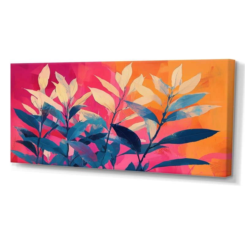 Jungle électrique en couleurs néon Pop Art I - plantes, art mural, H 34 po x l 44 po, Wrapped Canvas