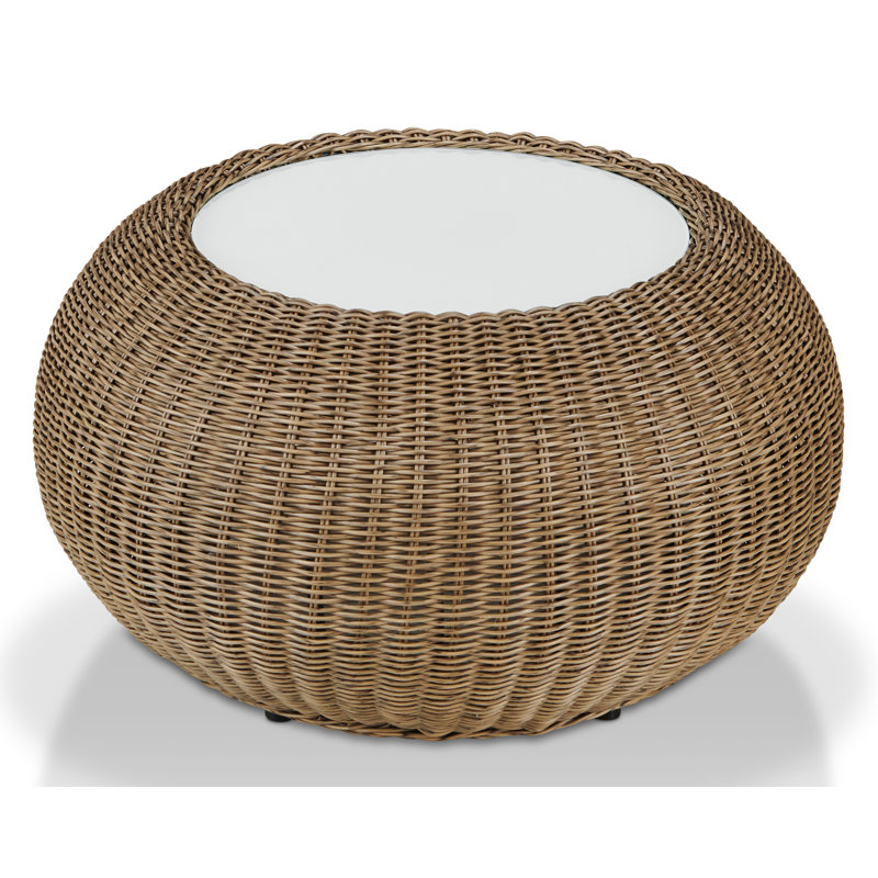 Gaines Round Wicker Outdoor Side Table , 69cm cm W 69cm cm D, Brown