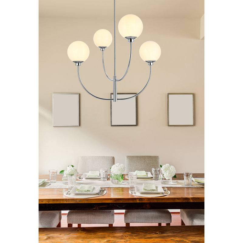 Kyle 4-Light Chandelier, 25" H x 30" W x 30" D, Chrome