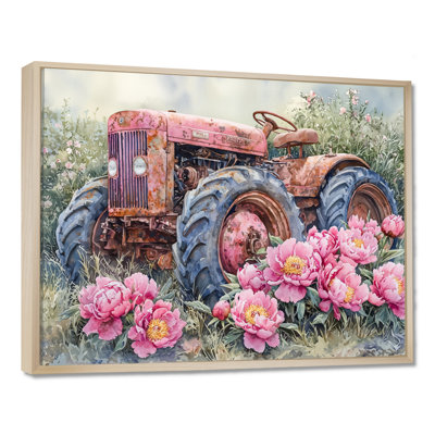 Pivoines par le vieux tracteur VI - Impressions encadrées de pivoines