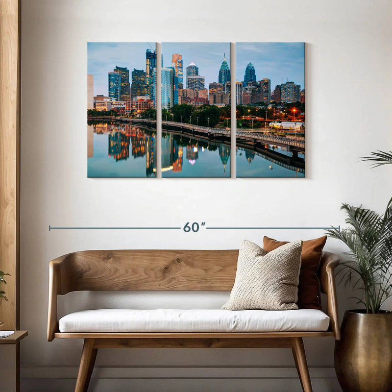 Silhouette de Sireci, Philadelphie et rivière Schuylkill, H 28 po x l 45 po