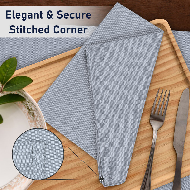 Poly Cotton Square Cloth Napkins Chambray Fabric, Grape