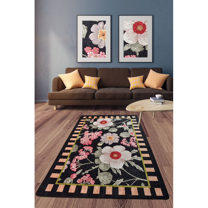 Premium Machine Washable Carpet, 4.6 x 6.2 ft, 100% Polyester, 0.2 in Pile Height | Antibacterial & Non-Slip Underside | Durable with 700 g/m² | Easy Care, Ideal for Living Room & Bedroom Décor