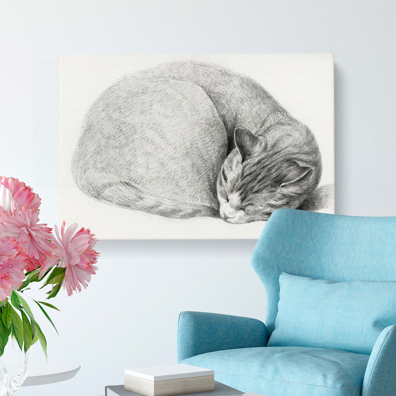 Slumbering Cat by Jean Bernard - Wrapped Canvas Print, 35cm H x 50cm W x 3cm D