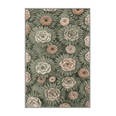 Tapis botanique brun lavable à la machine