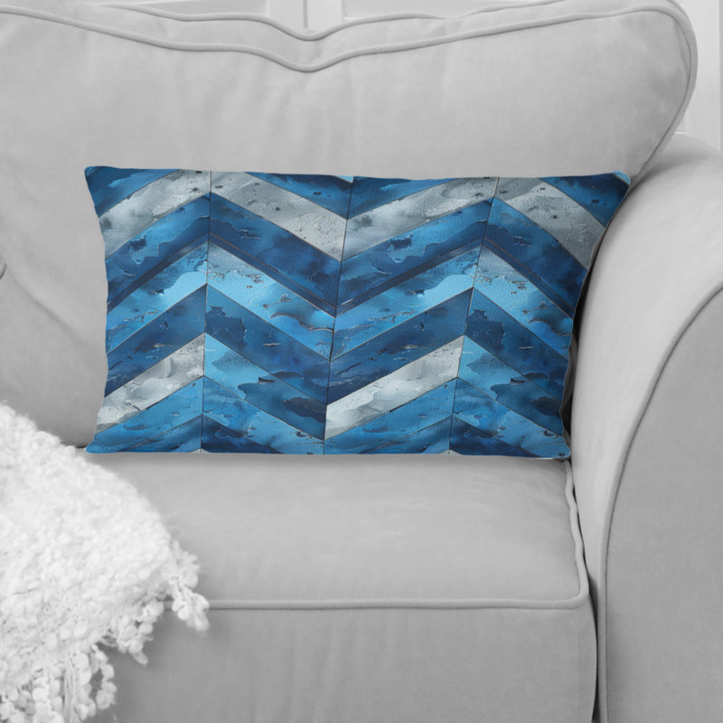 Imprimé à chevrons bleu I - coussin lombaire moderne