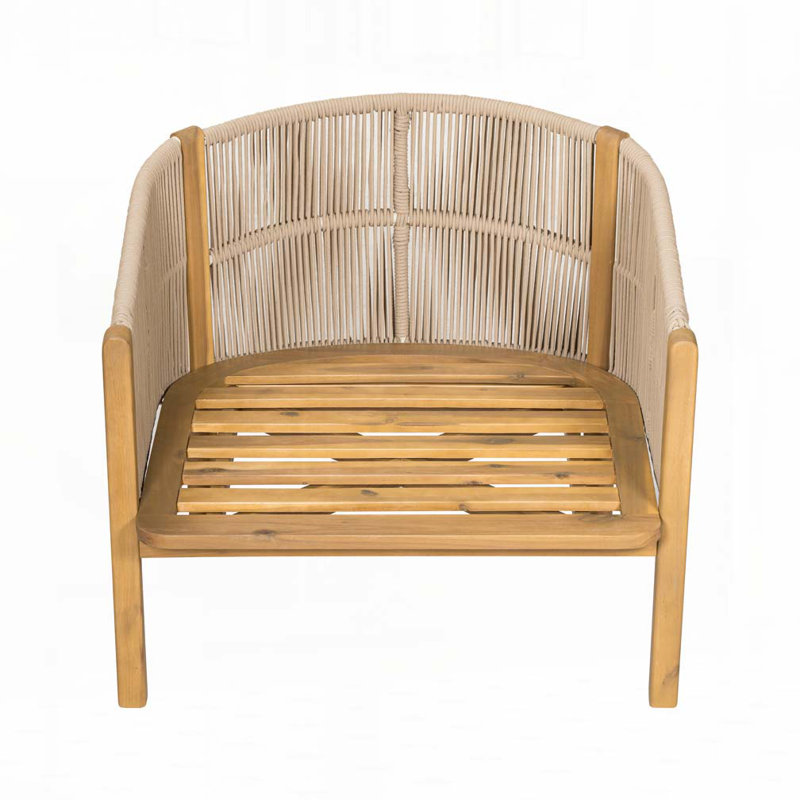 Fauteuil club d'extérieur en bois, Beige, Teck