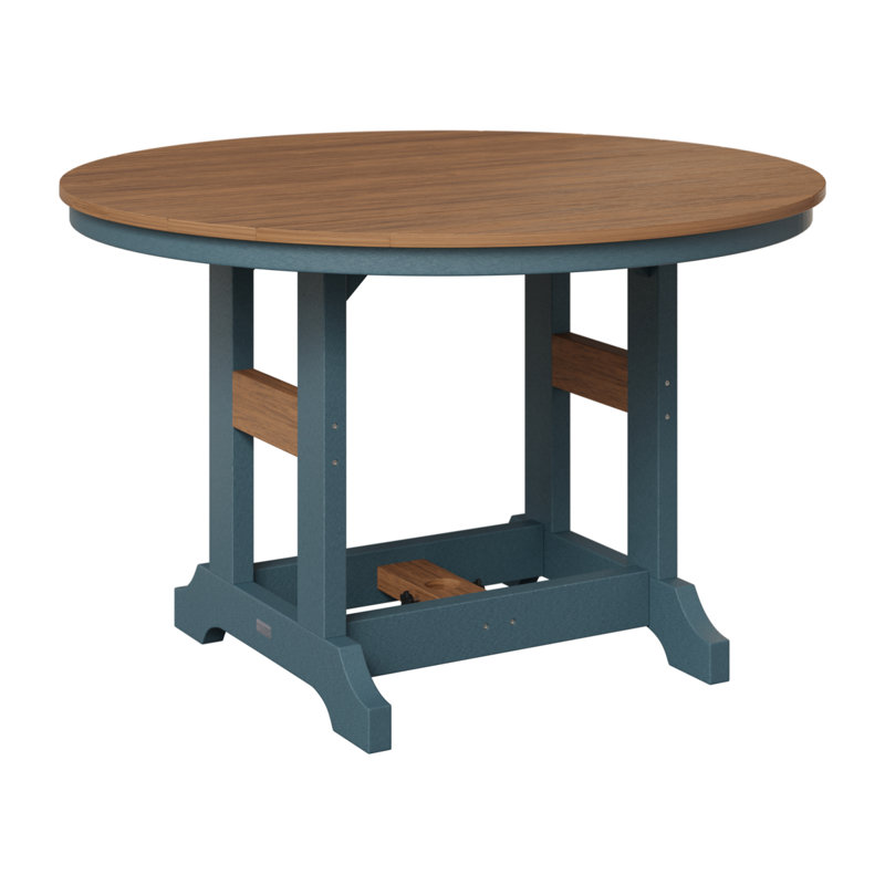 Garden Classic Outdoor Round Bar Table, Antique Mahogany, Slate