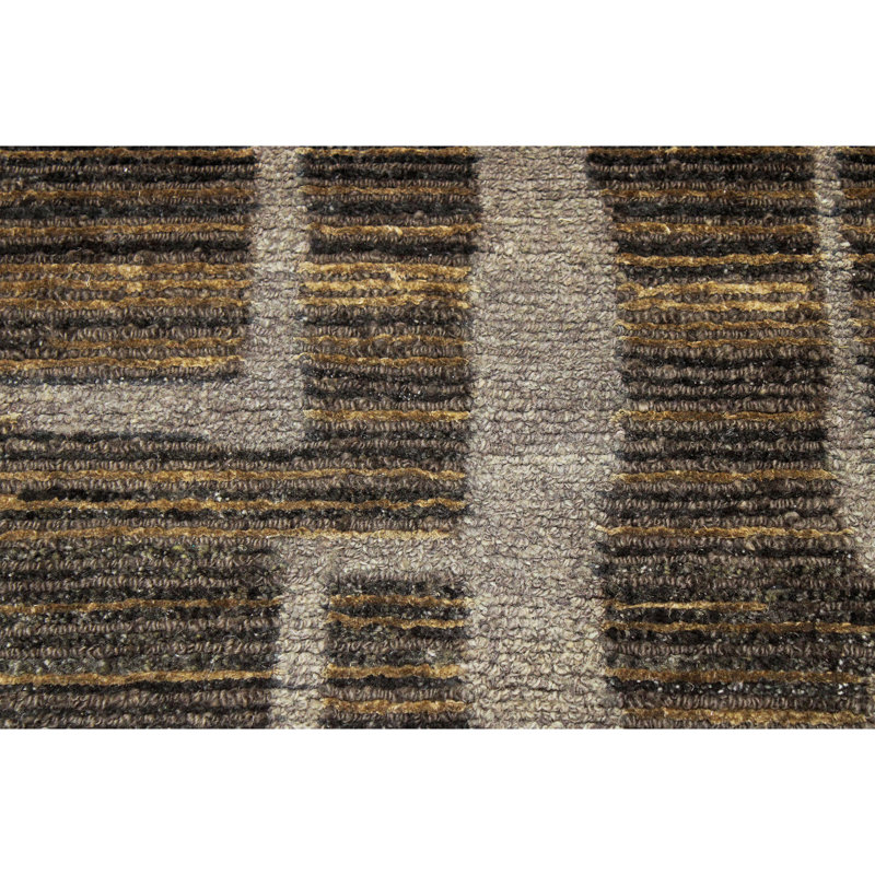 Tapis doré et brun de haute qualité noué à la main, Rectangle 10 pi x 14 pi