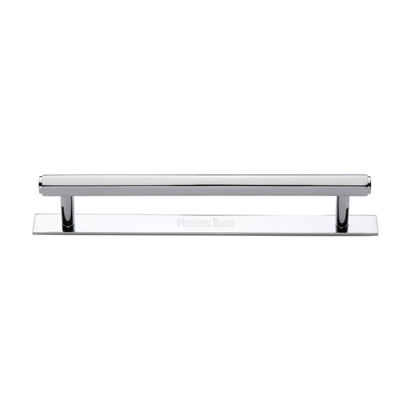 Heritage Brass Heritage Cabinet Pull Hexagonal Design with Plate, Polished Chrome, 16cm