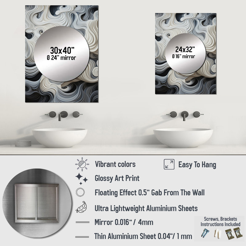 Miroir mural Mikiel, 40 po x 30 po