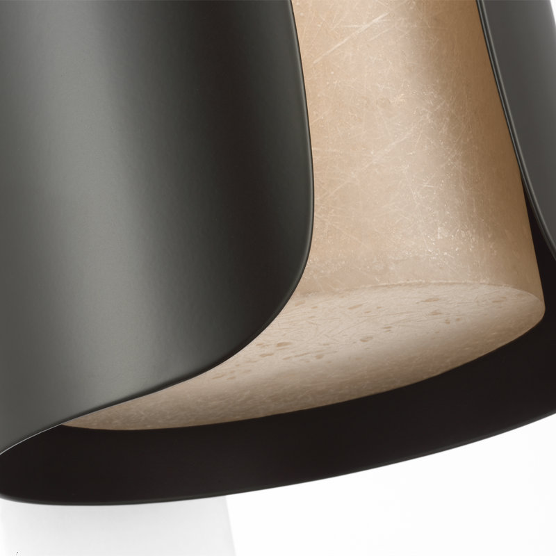 Anne-Marie Barton Armise 18" Sconce with Alabaster, Matte Carbon, 29" H x 7" W x 7.75" D