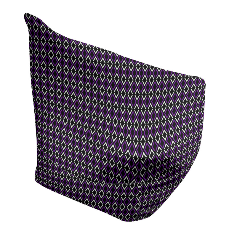 Sac de pois Kitterman, H 27 po x L 30 po x P 25 po, Pouf fauteuil, Noir / mauve