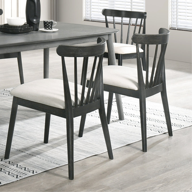 De 2 chaises d'appoint de salle à manger en bois massif noir avec un design rustique et des sièges rembourrés, assemblage simple pour la cuisine ou le coin, 21,59 pouces de largeur, 24,94 lb d'attrait traditionnel, sièges, installation rapide