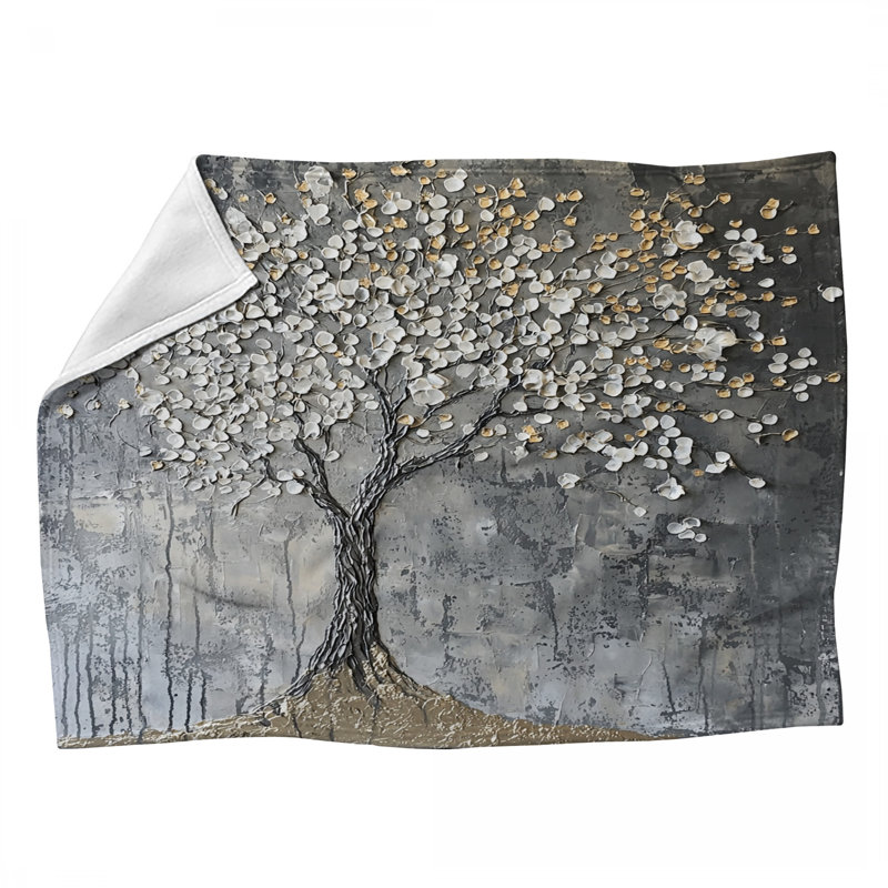 Jeté en molleton Tree - Jetés naturels pour canapés ou lits, L 60 po x l 50 po