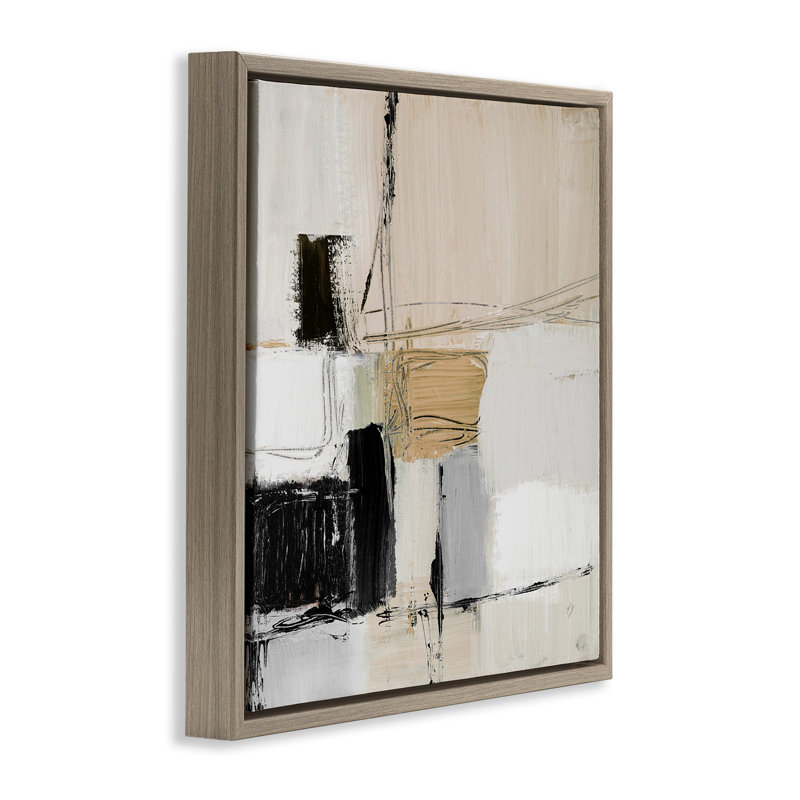 «Beige Black Organic Collage» par Lanie Loreth, H 18 po x l 18 po x P 1,7 po, Cadre flottant orme Montalcino