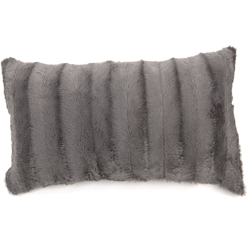 Faux Fur Throw Pillow, Gray