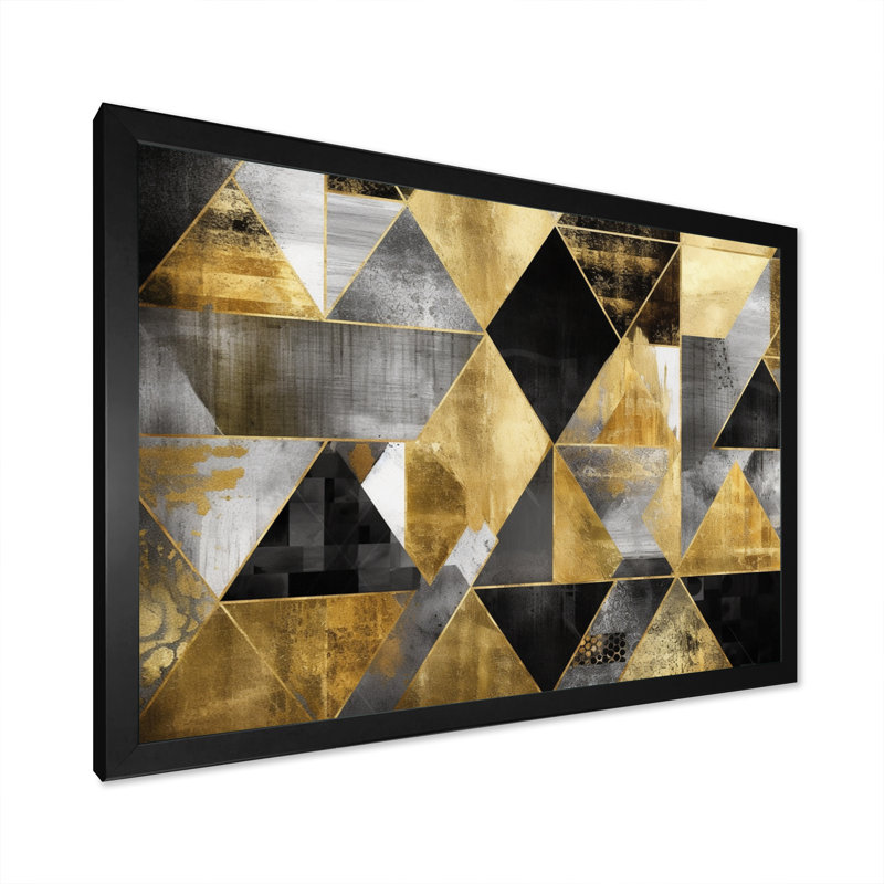 «Vanya Gold», impression géométrique sur toile, Cadre photo noir, H 12 po x l 20 po x P 1 po