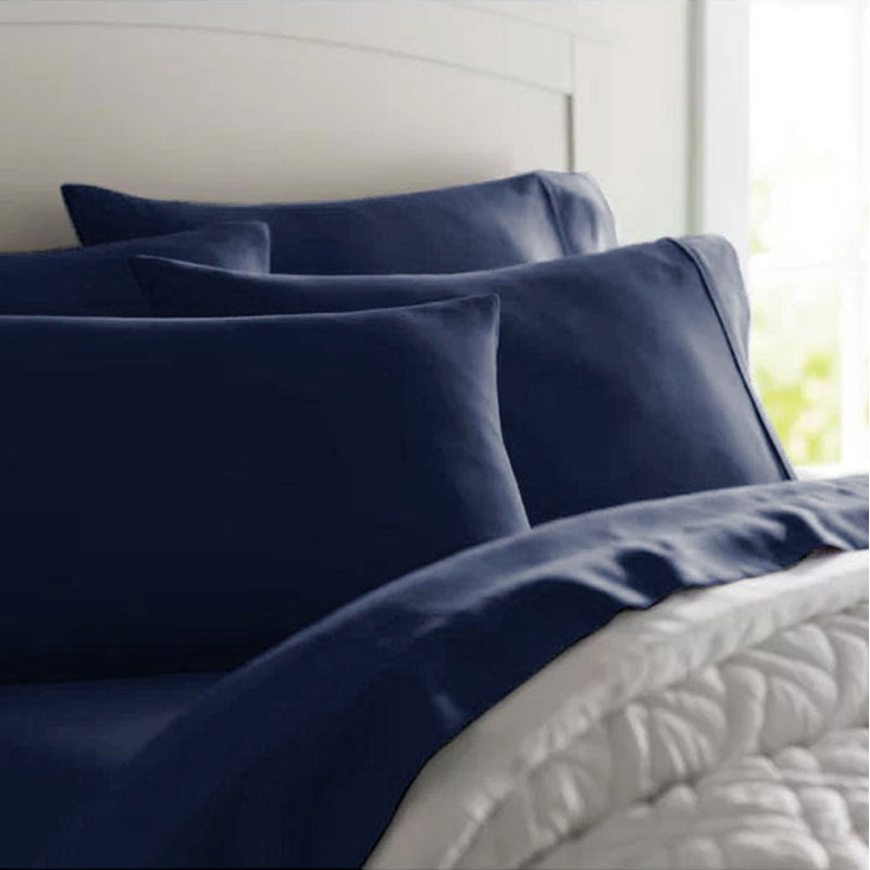 Soft Microfiber Sheet Set - Basics by Wayfair™, California King Sheet Set with 4 Pillowcases, Navy