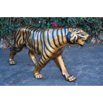Tiger Head Bust Faux Carved Wood Look Figurine 11.75 High Resin Statue New