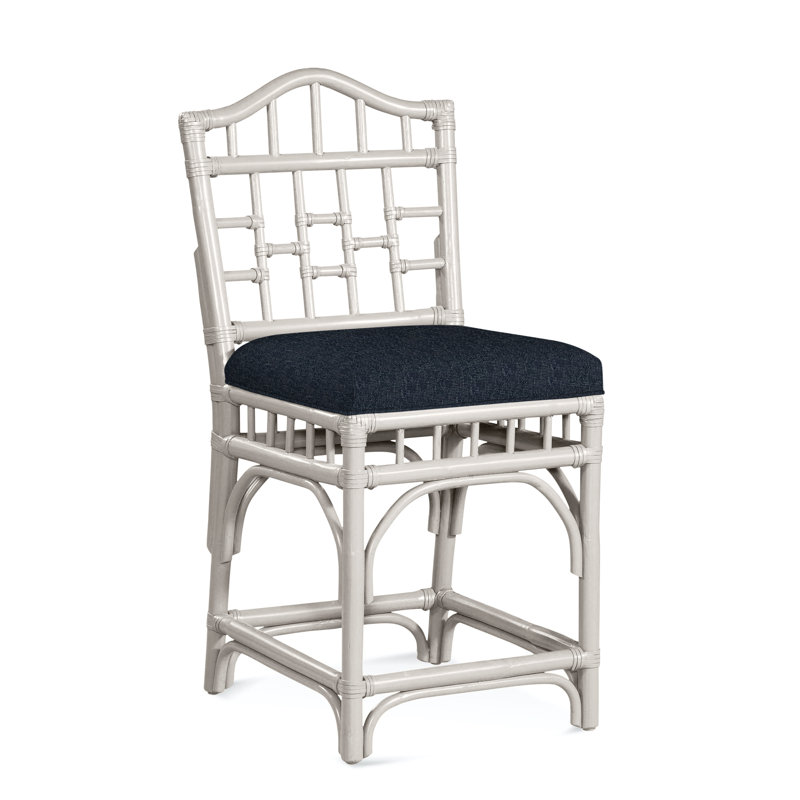 Tabouret de comptoir 24 po Chippendale, Performance Crypton bleu marine; 0822-61, Blanc givré antique