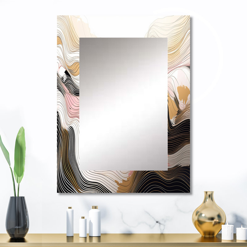 Exploring Abstracted Lines V - Line Art Large Wall Mirror, Modern Unique Mirror, Printed Metal Art, 32" x 24"