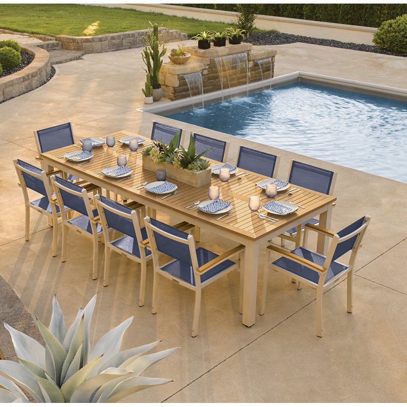 Travira 103" Long Tekwood Outdoor Dining Table, Teakwood Natural