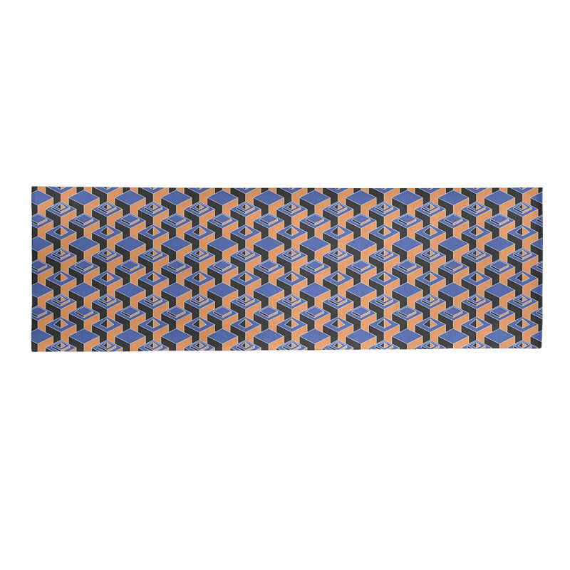 Tapis brun/noir/bleu foncé skyscrapers, Tapis de couloir 2 pi 5 po x 8 pi