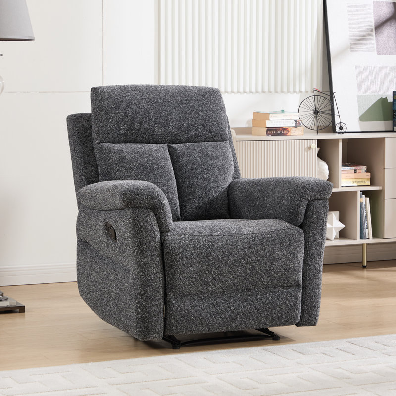 Fauteuil inclinable manuel standard de 34,3 po de largeur avec accoudoirs ergonomiques, Mélange de polyester gris foncé