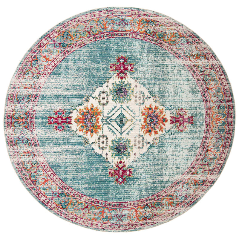 Tapis performance à motif sud-ouest Haneul, Rond 7 pi