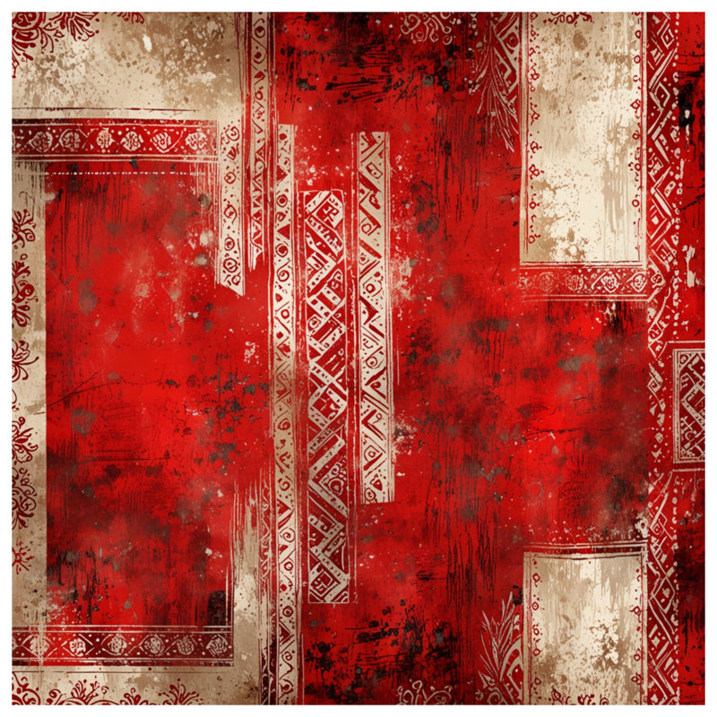 Rideaux de fenêtre à motifs ornés rouges, voilages et voilages à motifs - 1 panneau, Blocage, 50 po x 92 po - 1 panneau