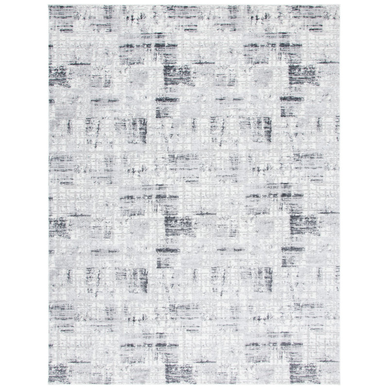 Tapis gris / noir à motif abstrait Zaid, Rectangle 3 pi x 5 pi