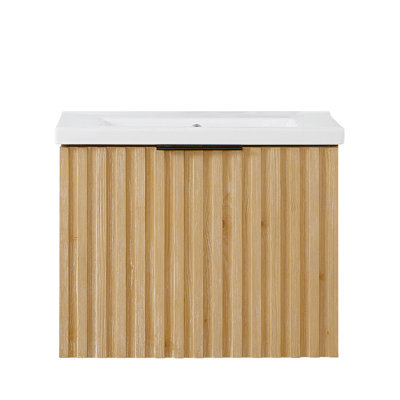 Meuble-lavabo simple 24 po Daley gris cendré délavé avec comptoir en céramique blanche