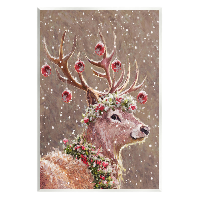 «Deer Antler Holiday Ornaments» par Pip Wilson, peinture, H 15 po x l 10 po x P 0,5 po, Mdf
