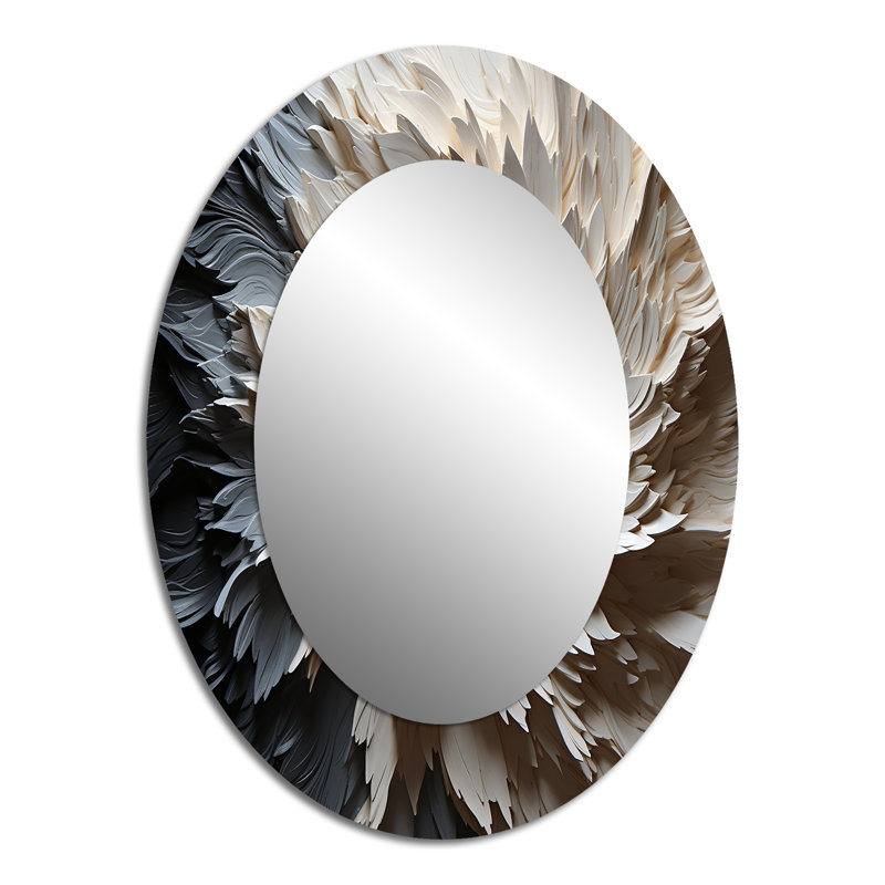 Minimalisme beauté Serenity Art I - grand miroir mural ovale sur métal, H 40 po x l 30 po