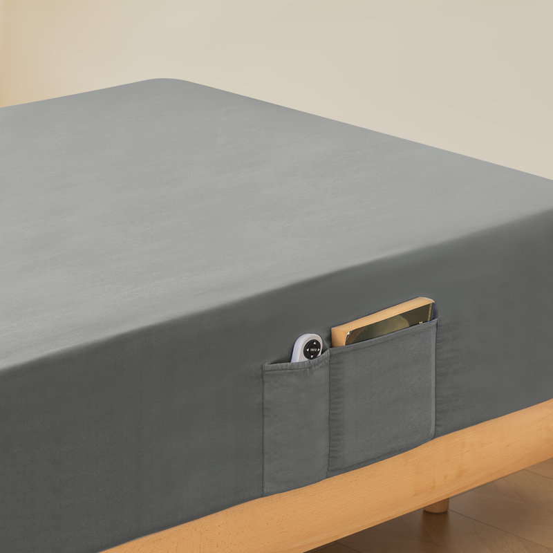 Drap-housse Barossa, Gris foncé, Drap-housse de taille simple