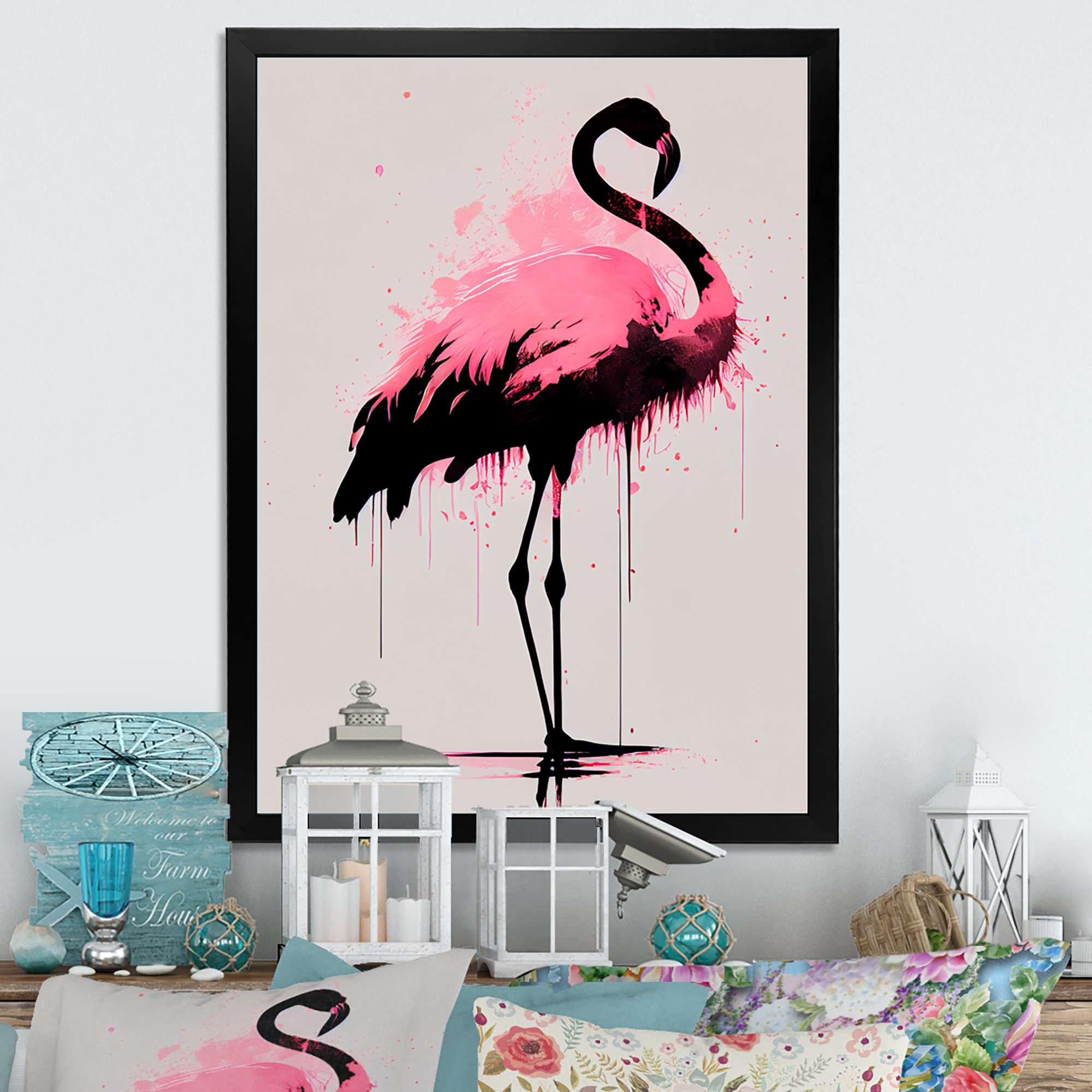 Bay Isle Home Ord Watercolour Silhouette Of Pink And Black